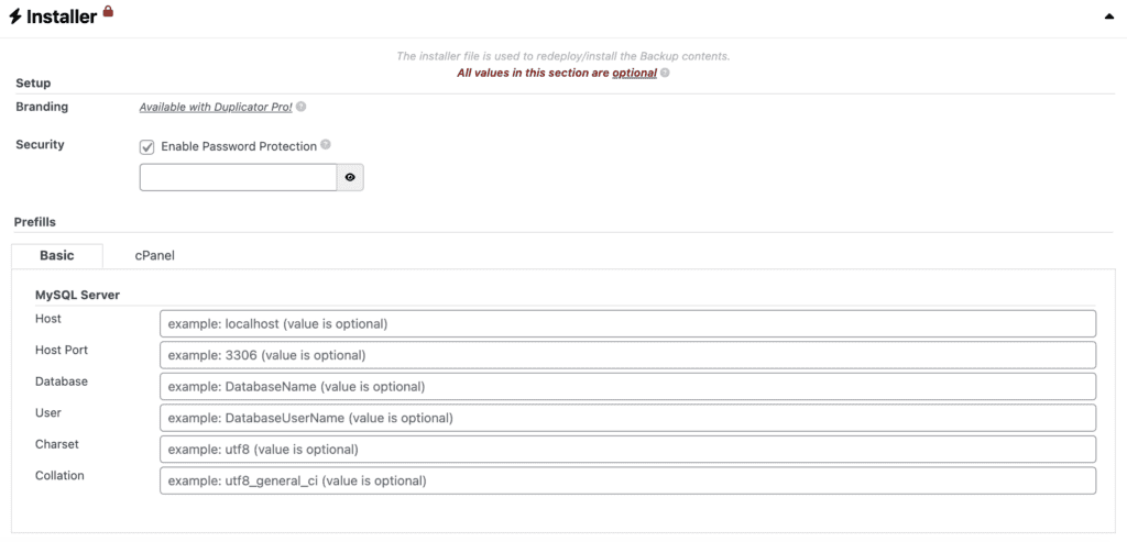 Password protect